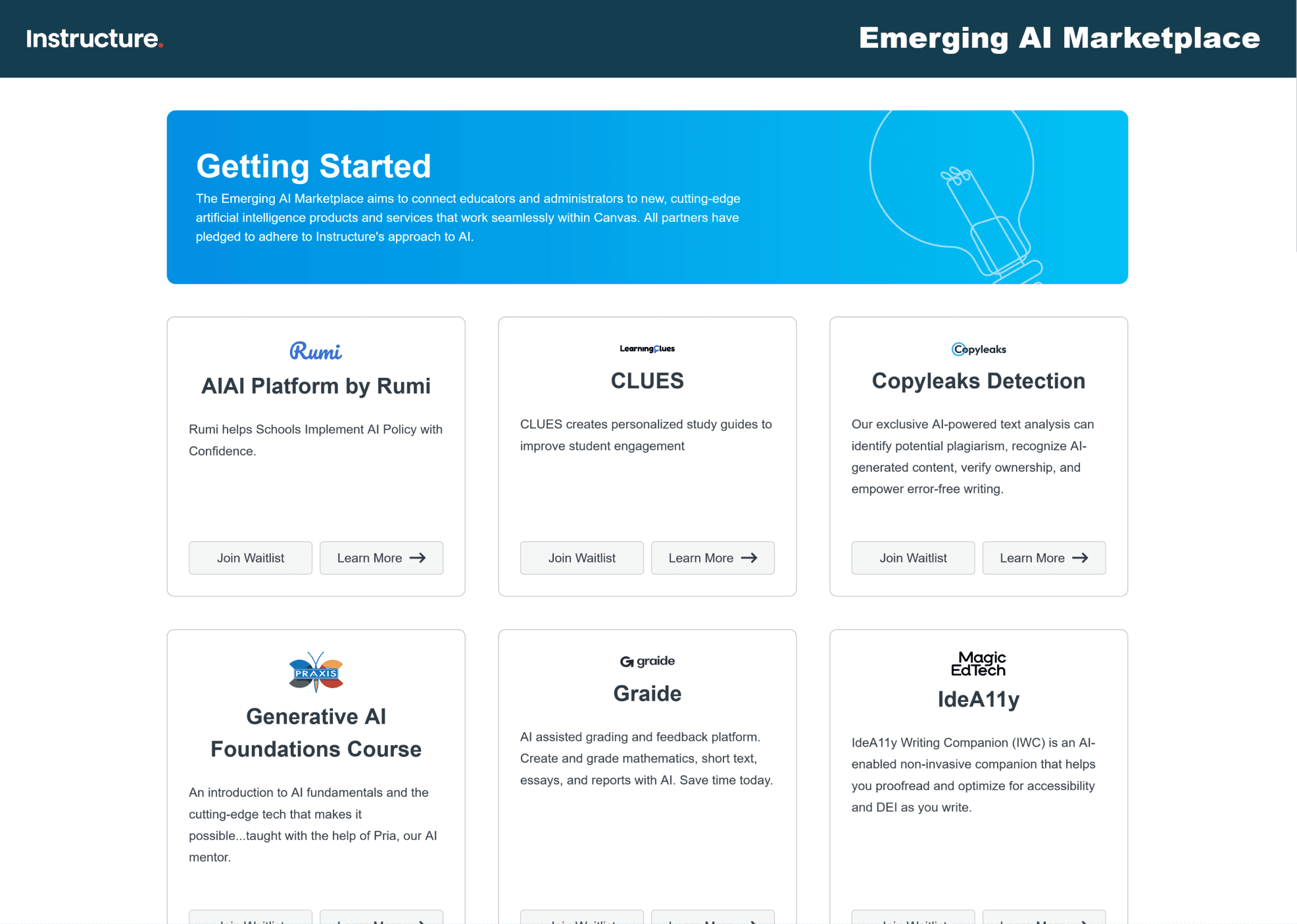 The separate Emerging AI Marketplace catalog for AI products and services.